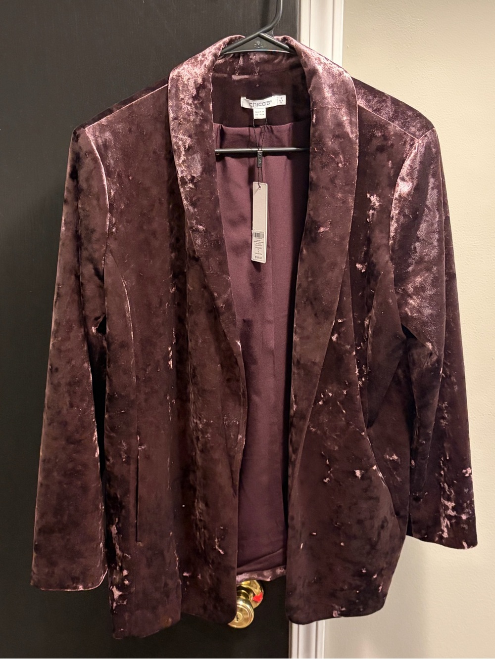 Chico's Deep Plum Velvet Blazer
